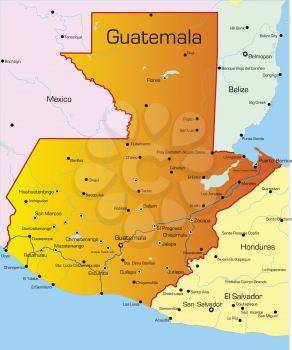 Royalty Free Clipart Image of a Map of Guatemala