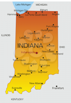 Royalty Free Clipart Image of a Map of Indiana