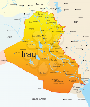 Royalty Free Clipart Image of a Map of Iraq
