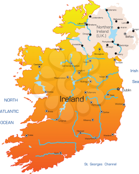 Royalty Free Clipart Image of a Map of Ireland