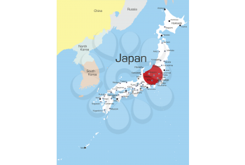 Royalty Free Clipart Image of a Map of Japan Painted Like the Flag