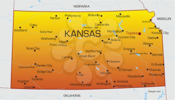 Royalty Free Clipart Image of a Map of Kansas