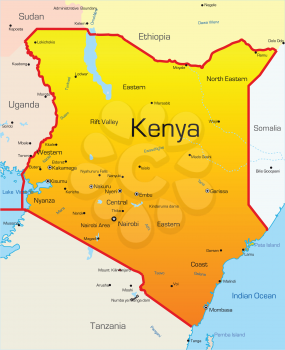 Royalty Free Clipart Image of a Map of Kenya