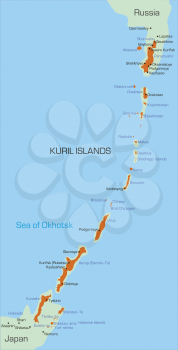 Royalty Free Clipart Image of a Map of the Kuril Islands