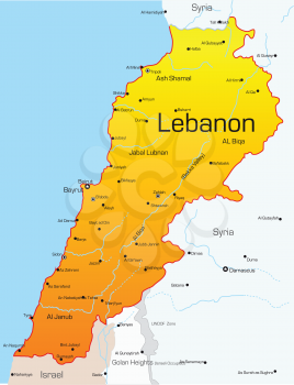 Royalty Free Clipart Image of a Map of Lebanon