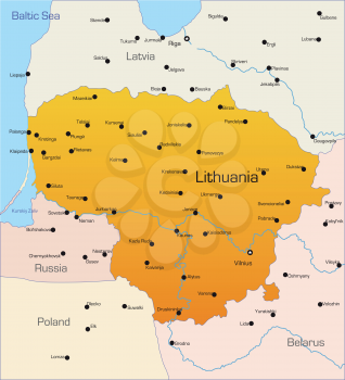 Royalty Free Clipart Image of a Map of Lithuania