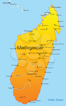 Royalty Free Clipart Image of a Map of Madagascar