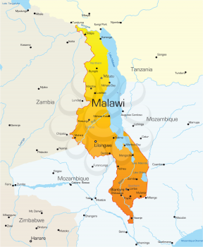 Royalty Free Clipart Image of a Map of Malawi