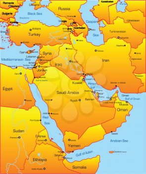 Royalty Free Clipart Image of a Map of the Middle East