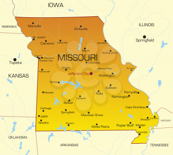 Royalty Free Clipart Image of a Map of Missouri