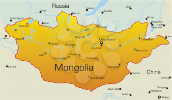 Royalty Free Clipart Image of a Map of Mongolia