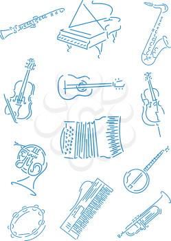 Royalty Free Clipart Image of a Set of Instruments