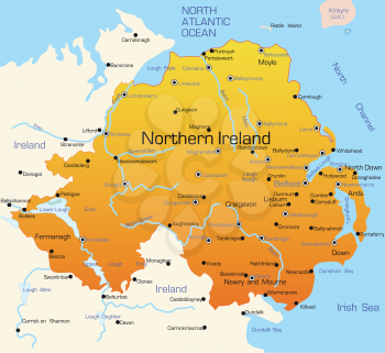 Royalty Free Clipart Image of a Map of Northern Ireland