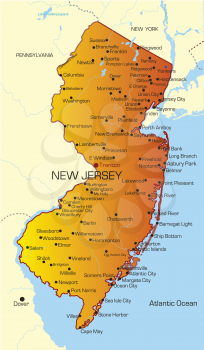 Royalty Free Clipart Image of a Map of New Jersey