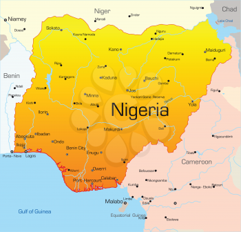 Royalty Free Clipart Image of a Map of Nigeria