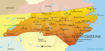 Royalty Free Clipart Image of a Map of North Carolina