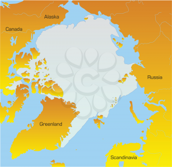 Royalty Free Clipart Image of a Map of the North Pole