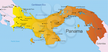 Royalty Free Clipart Image of a Map of Panama