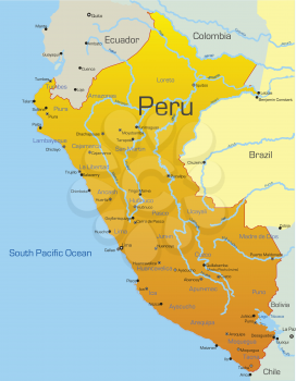 Royalty Free Clipart Image of a Map of Peru