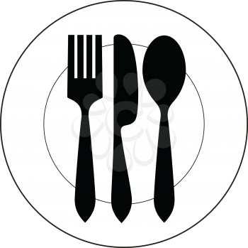 Royalty Free Clipart Image of Cutlery on a Plate