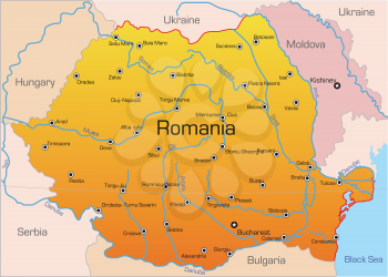 Royalty Free Clipart Image of a Map of Romania