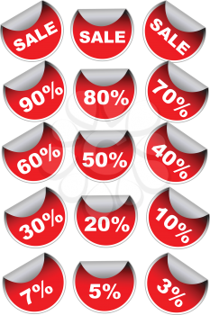 Royalty Free Clipart Image of a Set of Discount Labels