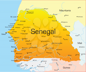 Royalty Free Clipart Image of a Map of Senegal
