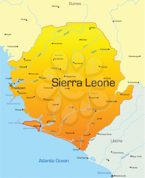 Royalty Free Clipart Image of a Map of Sierra Leone