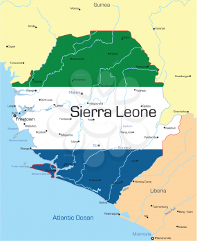 Royalty Free Clipart Image of a Map of Sierra Leone