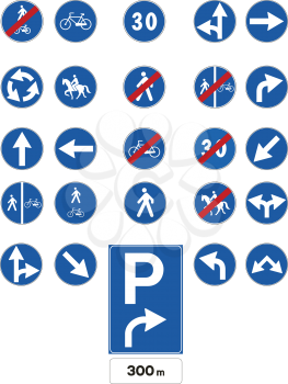 Royalty Free Clipart Image of a Set of Signs