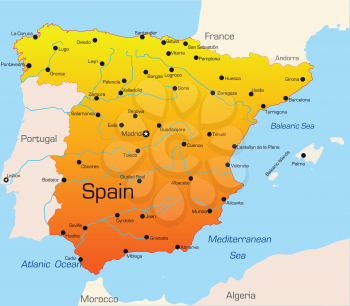 Royalty Free Clipart Image of a Map of Spain