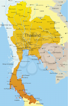 Royalty Free Clipart Image of a Map of Thailand