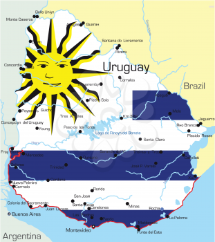 Royalty Free Clipart Image of Uruguay Painted With the Country's Map
