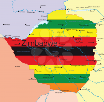 Royalty Free Clipart Image of a Map of Zimbabwe