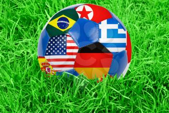 Royalty Free Photo of a Soccer Ball With Nations Flags