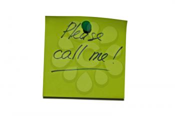 Sticky post it note with Please call me wording