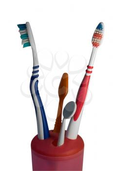 Royalty Free Photo of Toothbrushes in a Holder