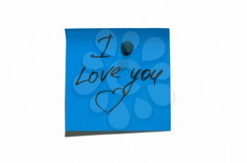 Royalty Free Photo of a Sticky Post it Note Saying  I Love You
