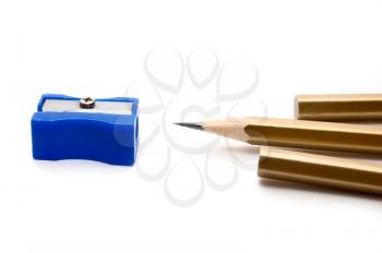 Royalty Free Photo of Pencils and a Pencil Sharpener 