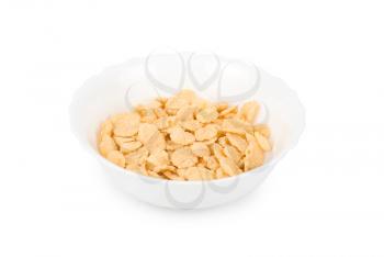 bowl of cornflakes isolated on a white background