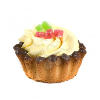 fresh fruit jelly cupcake isolated on white and cherry