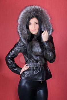 Royalty Free Photo of a Woman in a Fur Coat