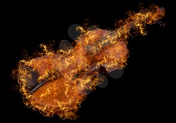 Royalty Free Photo of a Violin on Fire