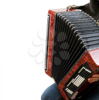 Royalty Free Photo of a Girl Playing the Accordion