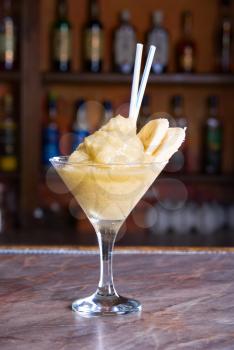 Royalty Free Photo of a Banana Cocktail on the Bar