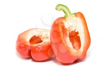 A red pepper on a white background 
