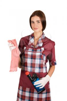 Royalty Free Photo of a Girl Cleaning in a Uniform