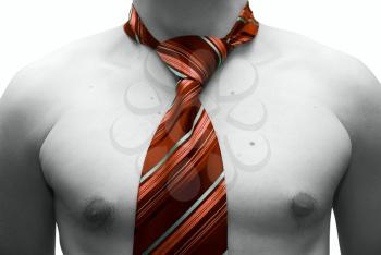 Royalty Free Photo of a Topless Man Wearing a Necktie 