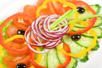Royalty Free Photo of Sliced Vegetables on a Plate