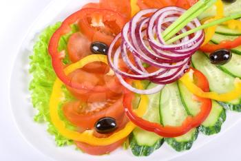Royalty Free Photo of Sliced Vegetables on a Plate